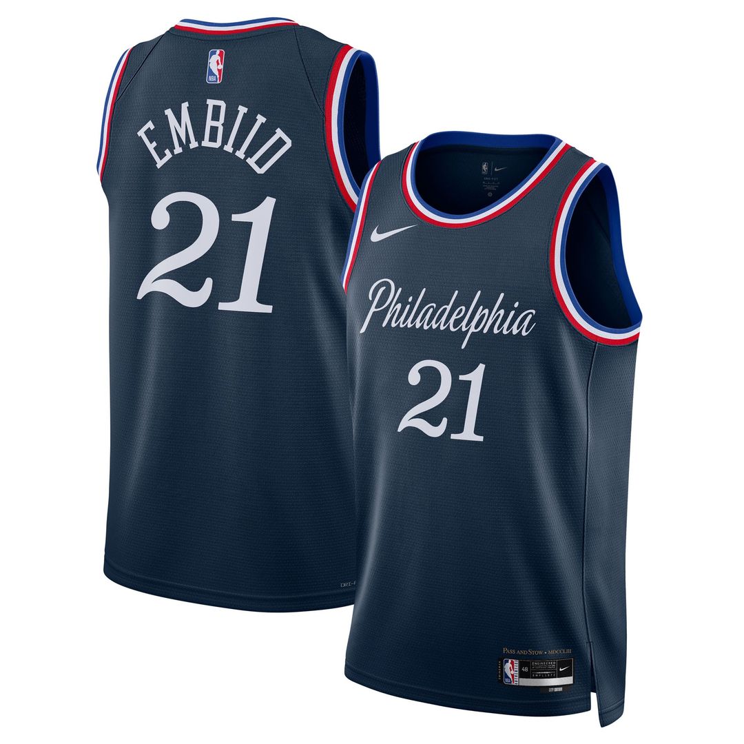Philadelphia 76ers Joel Embiid Nike Unisex 2025/26 Swingman Jersey - Navy - City Edition