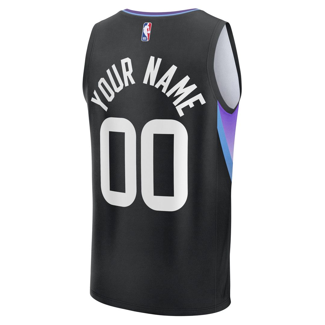 Utah Jazz Fanatics Youth Fast Break Custom Replica Jersey - Black - Statement Edition
