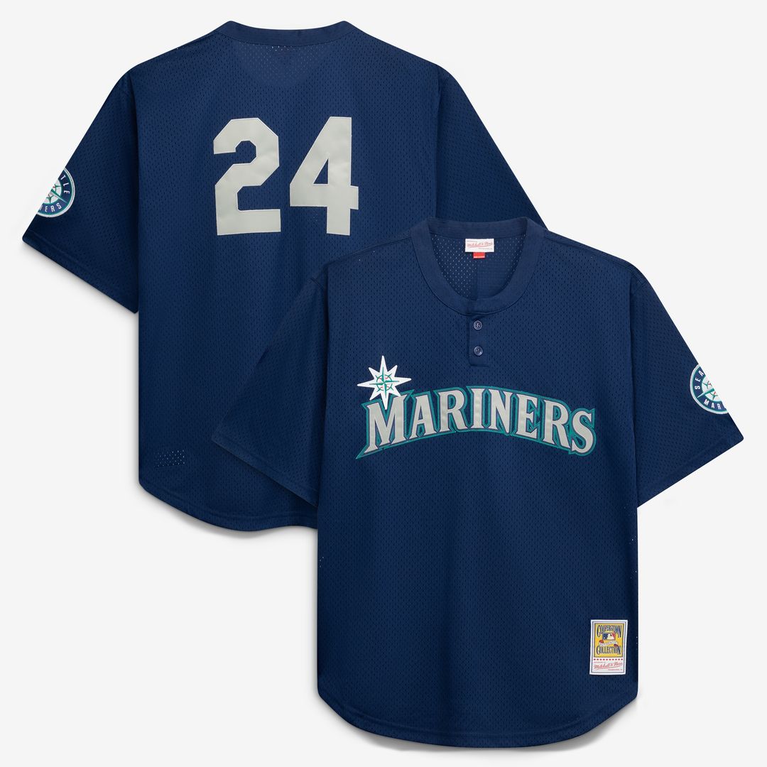 Seattle Mariners Mitchell & Ness Big & Tall Cooperstown Mesh Batting Practice Jersey - Navy